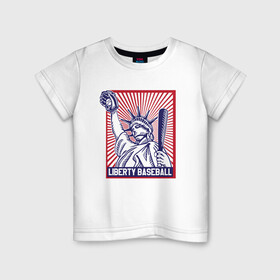 Детская футболка хлопок с принтом Бейсбол Liberty city , 100% хлопок | круглый вырез горловины, полуприлегающий силуэт, длина до линии бедер | baseball | liberty | usa | бейсбол | либерти | либерти ситти