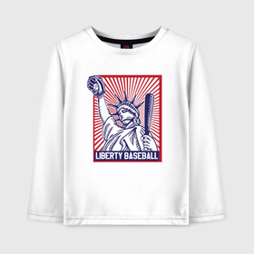 Детский лонгслив хлопок с принтом Бейсбол Liberty city , 100% хлопок | круглый вырез горловины, полуприлегающий силуэт, длина до линии бедер | baseball | liberty | usa | бейсбол | либерти | либерти ситти