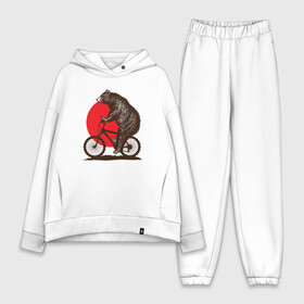 Женский костюм хлопок Oversize с принтом Медведь на велосиеде ,  |  | вело | велосипед | медведь | солнце | спорт | япония
