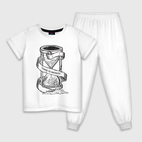 Детская пижама хлопок с принтом Время - деньги , 100% хлопок |  брюки и футболка прямого кроя, без карманов, на брюках мягкая резинка на поясе и по низу штанин
 | богатство | время | деньги | песочные часы | таймер | часы