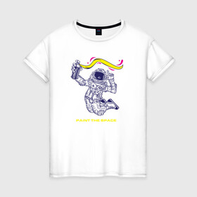 Женская футболка хлопок с принтом Рисуй в космосе , 100% хлопок | прямой крой, круглый вырез горловины, длина до линии бедер, слегка спущенное плечо | балончик | граффити | космос | краски | рисунки