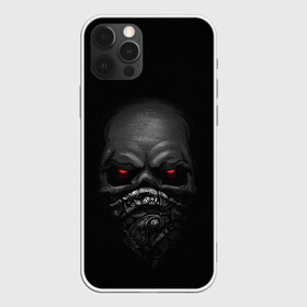 Чехол для iPhone 12 Pro с принтом ВЗГЛЯД ИЗ ТЕМНОТЫ, , силикон | область печати: задняя сторона чехла, без боковых панелей | балаклава | взгляд | глаза | зомби | маска | мертвец | минимализм | темнота | череп