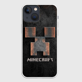 Чехол для iPhone 13 mini с принтом MINECRAFT TEXTURE IRON ,  |  | creeper | game | minecraft | железо | игра | компьютерная | крипер | криппер | майн | майнкрафт | текстура