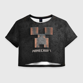 Женская футболка Crop-top 3D с принтом MINECRAFT TEXTURE IRON , 100% полиэстер | круглая горловина, длина футболки до линии талии, рукава с отворотами | creeper | game | minecraft | железо | игра | компьютерная | крипер | криппер | майн | майнкрафт | текстура