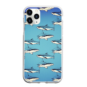 Чехол для iPhone 11 Pro матовый с принтом Акулы Паттерн , Силикон |  | shark | акулы | иллюстрация | морские жители | морские обитатели | паттерн | рисунок | рыбы