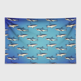 Флаг-баннер с принтом Акулы Паттерн , 100% полиэстер | размер 67 х 109 см, плотность ткани — 95 г/м2; по краям флага есть четыре люверса для крепления | shark | акулы | иллюстрация | морские жители | морские обитатели | паттерн | рисунок | рыбы