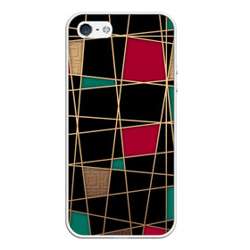 Чехол для iPhone 5/5S матовый с принтом Модный  абстрактный узор  , Силикон | Область печати: задняя сторона чехла, без боковых панелей | бирюзовый | золотой | красный | модный | молодежный | мужской | полосы | современный | текстура | черный
