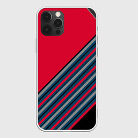 Чехол для iPhone 12 Pro Max с принтом Абстрактный асимметричный  , Силикон |  | асимметричный | комбинированный | косые полосы | красный | красный и синий | креативный | модный | молодежный | мужской | синие полосы