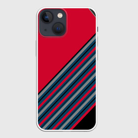 Чехол для iPhone 13 mini с принтом Абстрактный асимметричный ,  |  | асимметричный | комбинированный | косые полосы | красный | красный и синий | креативный | модный | молодежный | мужской | синие полосы
