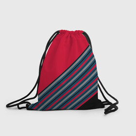 Рюкзак-мешок 3D с принтом Абстрактный асимметричный  , 100% полиэстер | плотность ткани — 200 г/м2, размер — 35 х 45 см; лямки — толстые шнурки, застежка на шнуровке, без карманов и подкладки | Тематика изображения на принте: асимметричный | комбинированный | косые полосы | красный | красный и синий | креативный | модный | молодежный | мужской | синие полосы