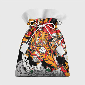 Подарочный 3D мешок с принтом Самурайский тигр , 100% полиэстер | Размер: 29*39 см | Тематика изображения на принте: воин | год тигра | закат | крупная кошка | полосы | тигр | тигриная лапа | хищник