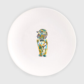 Тарелка с принтом Тигр-грация , фарфор | диаметр - 210 мм
диаметр для нанесения принта - 120 мм | tiger | арт | живопись | кошка | крупная кошка | тигр | хищник