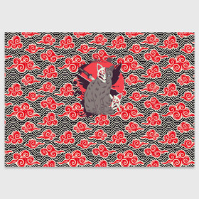 Поздравительная открытка с принтом Бакэнэко , 100% бумага | плотность бумаги 280 г/м2, матовая, на обратной стороне линовка и место для марки
 | бакэнэко | кошка | маска | облака | оборотень | фольклор | япония