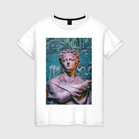 Женская футболка хлопок с принтом Hera Barberini , 100% хлопок | прямой крой, круглый вырез горловины, длина до линии бедер, слегка спущенное плечо | граффити | девушка | женщина | картина | надписи | скульптура | статуя | юнона барберини