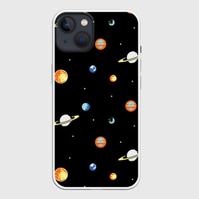 Чехол для iPhone 13 с принтом Планеты в космосе ,  |  | венера | звезды | земля | иллюстрация | космос | паттерн | планеты | рисунок | сатурн | черный | юпитер