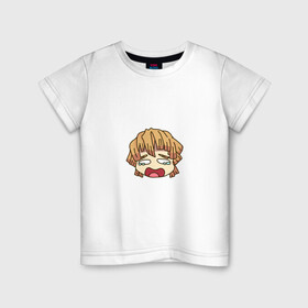 Детская футболка хлопок с принтом Чиби Зеницу , 100% хлопок | круглый вырез горловины, полуприлегающий силуэт, длина до линии бедер | kawaii | kimetsu no yaiba | зеницу | клинок рассекающий демонов | плачет | чиби