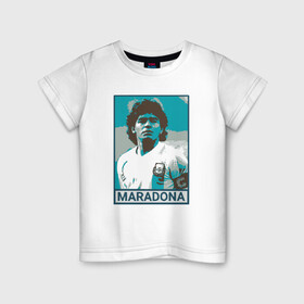 Детская футболка хлопок с принтом Maradona , 100% хлопок | круглый вырез горловины, полуприлегающий силуэт, длина до линии бедер | argentina | diego | football | maradona | messi | аргентина | гол | диего | игрок | марадона | месси | мяч | рука бога | спорт | футбол | футболист | чемпион
