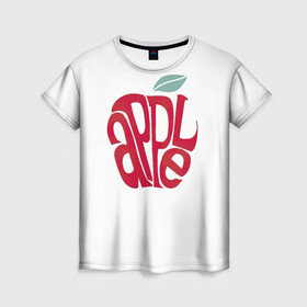 Женская футболка 3D с принтом Красное яблочко , 100% полиэфир ( синтетическое хлопкоподобное полотно) | прямой крой, круглый вырез горловины, длина до линии бедер | apple | red apple | красное яблоко | фруктовое | фруктовый | фрукты | яблоко | яблони | яблоня