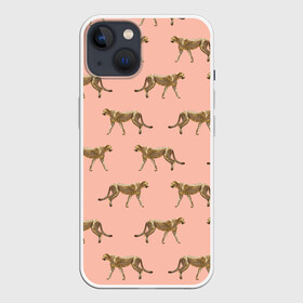 Чехол для iPhone 13 с принтом Гепарды на розовом ,  |  | африка | гепард | гепарды | иллюстрация | коты | кошки | крупные кошки | паттерн | пятна | розовый | сафари