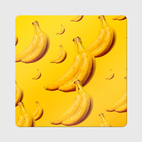 Магнит виниловый Квадрат с принтом Банановый рай , полимерный материал с магнитным слоем | размер 9*9 см, закругленные углы | банановый | бананы | желтый | кожура | фрукты