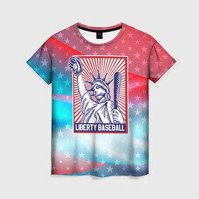 Женская футболка 3D с принтом Бейсбол Liberty city , 100% полиэфир ( синтетическое хлопкоподобное полотно) | прямой крой, круглый вырез горловины, длина до линии бедер | baseball | liberty | usa | бейсбол | либерти | либерти ситти