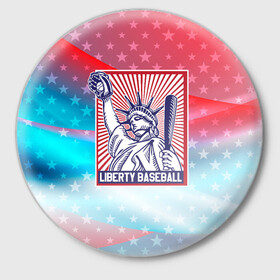 Значок с принтом Бейсбол Liberty city ,  металл | круглая форма, металлическая застежка в виде булавки | baseball | liberty | usa | бейсбол | либерти | либерти ситти