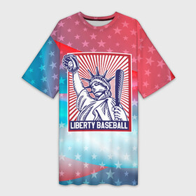 Платье-футболка 3D с принтом Бейсбол Liberty city ,  |  | baseball | liberty | usa | бейсбол | либерти | либерти ситти