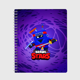 Тетрадь с принтом Ninja Ash Brawl Stars Эш  , 100% бумага | 48 листов, плотность листов — 60 г/м2, плотность картонной обложки — 250 г/м2. Листы скреплены сбоку удобной пружинной спиралью. Уголки страниц и обложки скругленные. Цвет линий — светло-серый
 | Тематика изображения на принте: ash | brawl | brawl stars | brawlstars | brawl_stars | аш | бравл | бравлстарс | эш