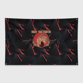 Флаг-баннер с принтом MUAY THAI FIGHTER , 100% полиэстер | размер 67 х 109 см, плотность ткани — 95 г/м2; по краям флага есть четыре люверса для крепления | fighter | muay thai | боец | драки | карате | муай тай | мутай