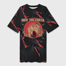 Платье-футболка 3D с принтом MUAY THAI FIGHTER ,  |  | fighter | muay thai | боец | драки | карате | муай тай | мутай