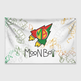 Флаг-баннер с принтом Moon bot log + money  , 100% полиэстер | размер 67 х 109 см, плотность ткани — 95 г/м2; по краям флага есть четыре люверса для крепления | moonbot | moonbot logo | мунбот + деньги