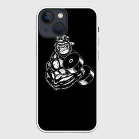 Чехол для iPhone 13 mini с принтом Ironmonkey ,  |  | Тематика изображения на принте: fitness | gorilla | gym | monkey | power | sport | strength | горилла | качалка | мощь | сила | спорт | фитнес
