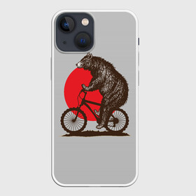 Чехол для iPhone 13 mini с принтом Медведь на велосиеде ,  |  | вело | велосипед | медведь | солнце | спорт | япония