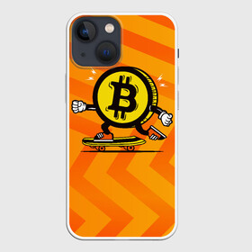 Чехол для iPhone 13 mini с принтом Биткоин на скейте ,  |  | Тематика изображения на принте: bitcoin | альткоин | битки | биткоин | биток | крипта | криптовалюта | монета | сатоши