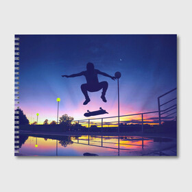 Альбом для рисования с принтом Skateboarding , 100% бумага
 | матовая бумага, плотность 200 мг. | board | man | skate | skateboard | skateboarder | skateboarding | sport | street | sunset | доска | закат | скейт | скейтборд | скейтбординг | скейтбордист | спорт | улица | человек