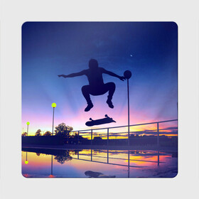 Магнит виниловый Квадрат с принтом Skateboarding , полимерный материал с магнитным слоем | размер 9*9 см, закругленные углы | board | man | skate | skateboard | skateboarder | skateboarding | sport | street | sunset | доска | закат | скейт | скейтборд | скейтбординг | скейтбордист | спорт | улица | человек