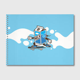 Альбом для рисования с принтом Пачка молока на скейте , 100% бумага
 | матовая бумага, плотность 200 мг. | коробка | молоко | молочко | пачка молока | скейт | упаковка