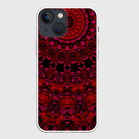 Чехол для iPhone 13 mini с принтом Акварельный калейдоскоп ,  |  | женский | калейдоскоп | красный | модный | цветочный узор | черный | этнический