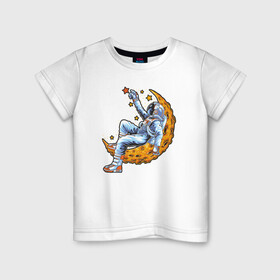 Детская футболка хлопок с принтом Просто космос , 100% хлопок | круглый вырез горловины, полуприлегающий силуэт, длина до линии бедер | австронавт | звезды | космонавт | космос | костюм космонавта | кратер | луна | планета