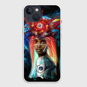 Чехол для iPhone 13 с принтом Cyberpunk girl ,  |  | волосы | девушка | киберпанк | корона | космос | планета