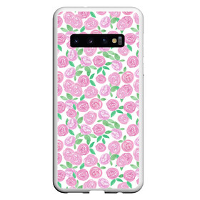 Чехол для Samsung Galaxy S10 с принтом Розовые акварельные розы , Силикон | Область печати: задняя сторона чехла, без боковых панелей | акварель | акварельные цветы | детский | для женщин | модный | розовый | розы | цветы
