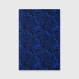 Обложка для паспорта матовая кожа с принтом Черно-синий геометрический   , натуральная матовая кожа | размер 19,3 х 13,7 см; прозрачные пластиковые крепления | Тематика изображения на принте: абстрактный | геометрические фигуры | геометрический | модный | молодежный | полосы | синий | синий и черный
