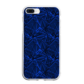 Чехол для iPhone 7Plus/8 Plus матовый с принтом Черно-синий геометрический   , Силикон | Область печати: задняя сторона чехла, без боковых панелей | абстрактный | геометрические фигуры | геометрический | модный | молодежный | полосы | синий | синий и черный