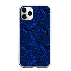Чехол для iPhone 11 Pro Max матовый с принтом Черно-синий геометрический   , Силикон |  | абстрактный | геометрические фигуры | геометрический | модный | молодежный | полосы | синий | синий и черный