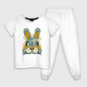 Детская пижама хлопок с принтом Безумный кролик , 100% хлопок |  брюки и футболка прямого кроя, без карманов, на брюках мягкая резинка на поясе и по низу штанин
 | rabbit | безумие | животное | заяц | зверь | крол | кролик | трус