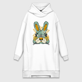 Платье-худи хлопок с принтом Безумный кролик ,  |  | rabbit | безумие | животное | заяц | зверь | крол | кролик | трус