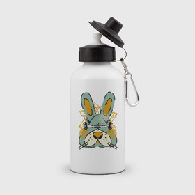 Бутылка спортивная с принтом Безумный кролик , металл | емкость — 500 мл, в комплекте две пластиковые крышки и карабин для крепления | rabbit | безумие | животное | заяц | зверь | крол | кролик | трус