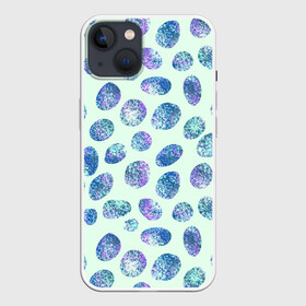 Чехол для iPhone 13 с принтом Драгоценные синие камни ,  |  | абстракция | драгоценные камни | зеленый | нежный принт | синий | сияние | фиолетовый | цвет