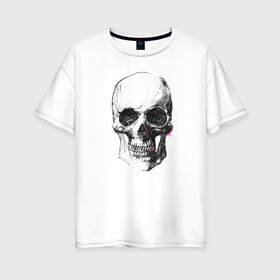 Женская футболка хлопок Oversize с принтом Череп , 100% хлопок | свободный крой, круглый ворот, спущенный рукав, длина до линии бедер
 | анатомия | графика | кости | панк | череп