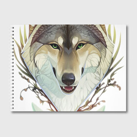 Альбом для рисования с принтом Зимний хранитель , 100% бумага
 | матовая бумага, плотность 200 мг. | арт | бабочка | ветка | ветка дерева | веточка | веточка дерева | волк | волки | дикие животные | дикие звери | животное | животные | зима | природа | рисунок | снег